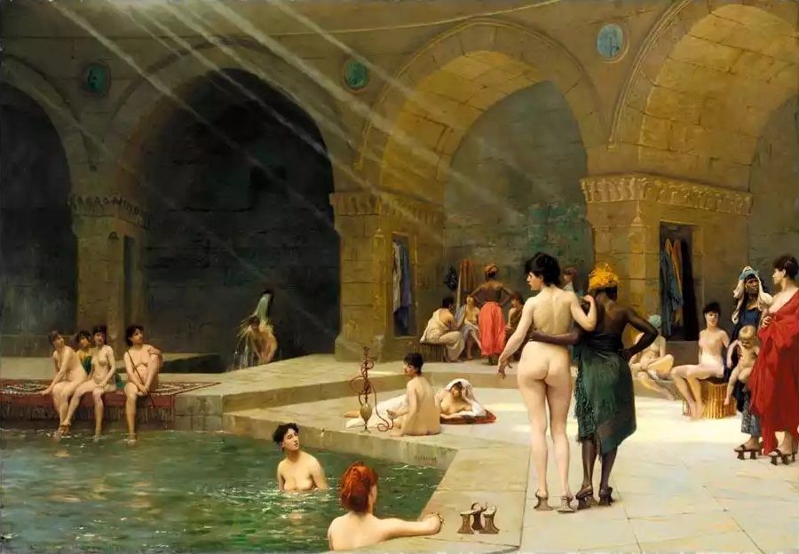 Jean-Léon Gérôme, The Great Bath at Bursa, 1885. Via Wikimedia Commons.