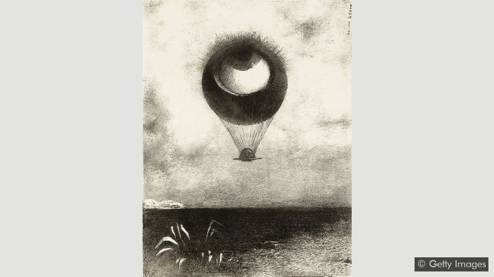 The Eye, like a Strange Balloon, Mounts toward Infinity (1882) by Redon made an impact on the Surrealists 
