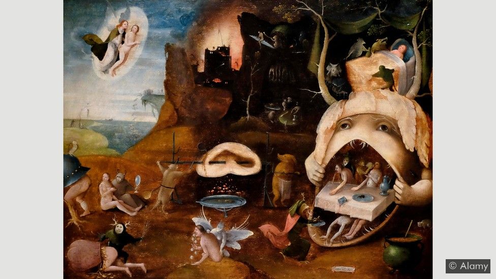 Grotesque depictions of heaven and hell were painted by Bosch and his followers – one of whom created The Vision of Tundale (c 1520-30)
