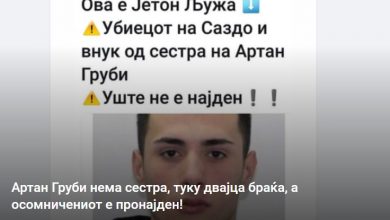 Photo of Артан Груби нема сестра, туку двајца браќа, а осомничениот е пронајден!
