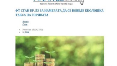 Photo of Finance Think: Еколошката такса претставува еднократно зголемување на цените со постојан и можен преносен ефект