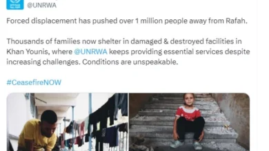 Photo of УНРВА: Присилното раселување протера повеќе од милион луѓе од Рафах