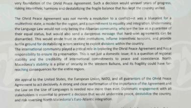 Photo of ДУИ со писмо до САД, ЕУ и НАТО: Ангажирајте се за да нема дестабилизација, да се сочува мирот