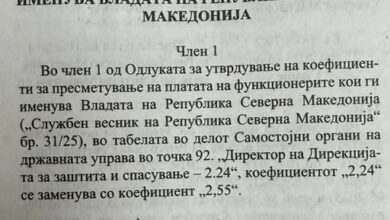 Photo of Претседателот на ССМ прецизен: Функционерските плати од први јуни пораснале за 13,8 отсто!