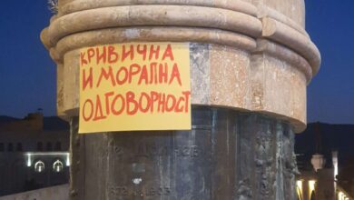 Photo of ГАЛЕРИЈА: 100 пораки за 100 дена од трагедијата во Кочани: Герила акција на „Кој е следен?“ во Скопје