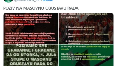 Photo of Студентите во блокада ги повикаа граѓаните нс Србија на масовен прекин на работата до исполнување на нивните барањата.