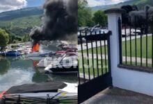 Photo of (Видео) Гори глисер во каналот Студенчишта во Охрид, околу него паркирани десетина други