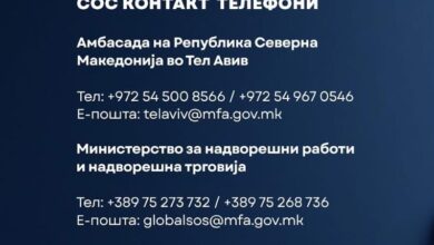 Photo of Македонското МНР објави телефони за помош на наши државјани кои се наоѓаат во Израел и во Иран