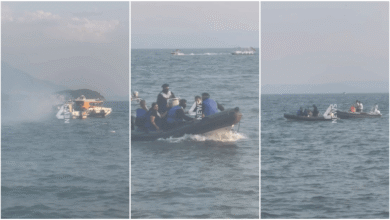 Photo of (Видео) Први снимки од пожарот на брод во Охридското езеро, во тек евакуација!