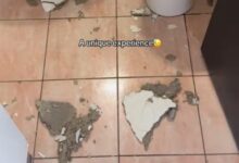 Photo of (Видео) Спортистка објави снимка од сместувањето во Македонија – паднала плоча од спуштениот плафон во бањата