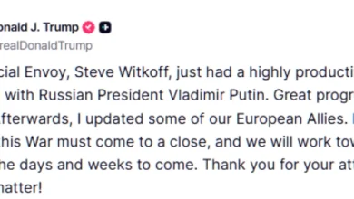 Photo of Трамп: Денешниот разговор меѓу Путин и Виткоф постигна голем напредок