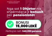 Photo of Во Албанија пензионерите почнаа да добиваат новогодишен бонус од 100 – 150 евра