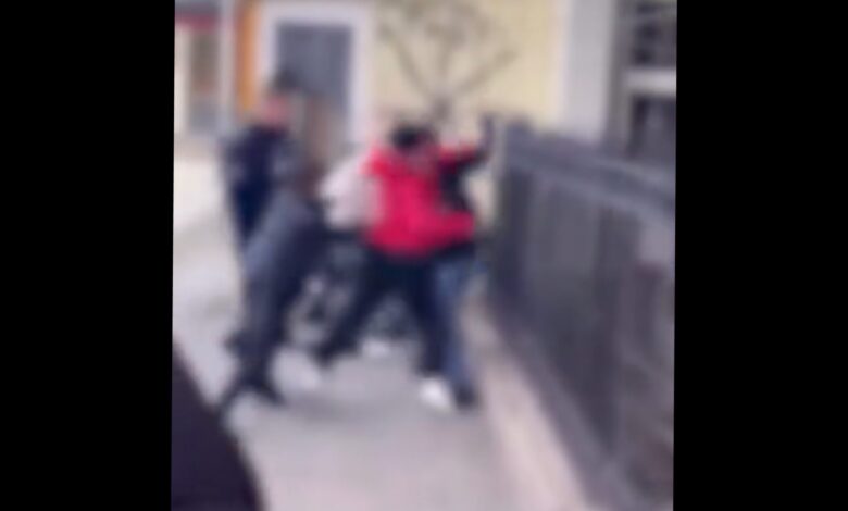 Photo of (Видео) Жестока тепачка на ученици во Сарај, летаат боксови и клоци, а дел снимаат со телефони