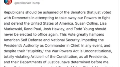 Photo of Трамп упати остри критики до сенаторите-републиканци кои гласаа за ограничување на неговите воени овластувања