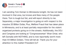 Photo of Трамп соопшти дека го испраќа својот специјален претставник за контрола на имиграцијата во Минесота