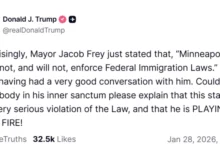 Photo of Градоначалникот на Минеаполис  најави дека локалната полиција  нема да соработува во акциите против имигрантите