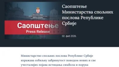 Photo of МНР на Србија: Загриженост поради симболите и пораките во Хрватска