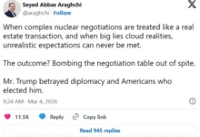 Photo of Арагчи: Трамп ја предаде дипломатијата – ја бомбардираше преговарачката маса од инает