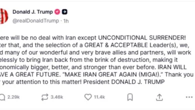 Photo of Трамп: Нема договор со Техеран без „безусловна капитулација“ на Иран
