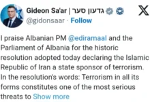 Photo of Албанија го прогласи Иран за спонзор на тероризмот,  Израел ја поздрави резолуцијата нарекувајќи ја историска