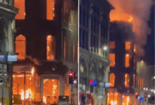 Photo of (ВИДЕО) Голем пожар во Глазгов. Централната станица затворена, се урна историска зграда