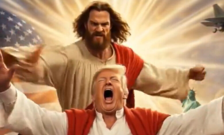 Photo of (ВИДЕО) Иран објави видео од вештачката интелигенција на кое Исус го удира Трамп