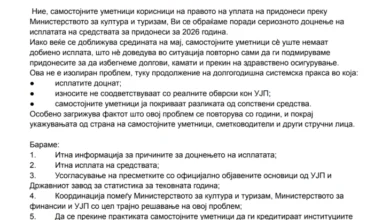 Photo of Отворено писмо од самостојните уметници на Македонија до Министерството за култура