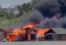 Photo of (Видео) Огромен пожар на реката Сава во Белград, се запалија сплавови