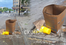 Photo of (Фото) Огромна дупка на улица во Кисела Вода, граѓаните поставија картонска кутија како предупредување