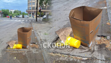 Photo of (Фото) Огромна дупка на улица во Кисела Вода, граѓаните поставија картонска кутија како предупредување