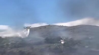 Photo of Голем пожар меѓу Долани и Љуботен: Огнот се шири кон борова шума, десет пожарникари и механизација на терен