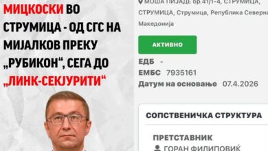 Photo of ЛЕВИЦА: НОВА БИЗНИС ШЕМА НА БАЏАНАКОТ НА МИЦКОСКИ ВО СТРУМИЦА – ОД СГС НА МИЈАЛКОВ ПРЕКУ „РУБИКОН“, СЕГА ДО „ЛИНК-СЕКЈУРИТИ