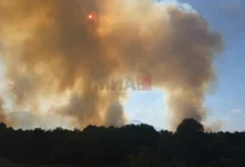 Photo of Пожарот во Лакавичкиот регион се движи во насоки кон викендици и планината Серта