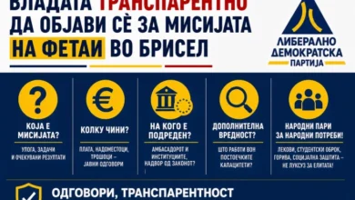 Photo of ЛДП бара од Владата транспарентно да објави сѐ за мисијата на Фетаи во Брисел