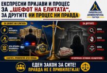Photo of ЛДП: Експресни пријави за „шефот на елитата“, а правен систем за другите — утре сабајле