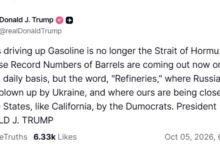 Photo of Трамп: Цените на горивата ги крева тоа што Украина ги уништува руските рафинерии, а не Ормуз