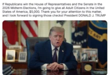 Photo of Трамп: На сите полнолетни граѓани на САД ќе им дадам по 5.000 долари доколку републиканците победат на среднорочните избори