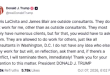 Photo of Трамп се огласи по повод пишувањето на Њујорк Тајмс за ангажманот на неговите соработници на изборите во Република Српска