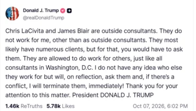 Photo of Трамп се огласи по повод пишувањето на Њујорк Тајмс за ангажманот на неговите соработници на изборите во Република Српска