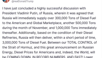 Photo of Трамп: Русија ќе испорача повеќе милиони тони дизел за САД и светскиот пазар