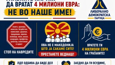 Photo of ЛДП бара „главните партии“ да вратат 4 милиони евра: „Не во наше име! Ова не е Македонија!“