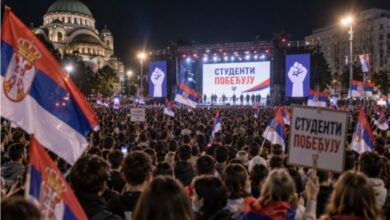 Photo of (Видео) Масовен студентски митинг во Белград пред изборите: Во недела завршуваме со годините на понижувања и предавства
